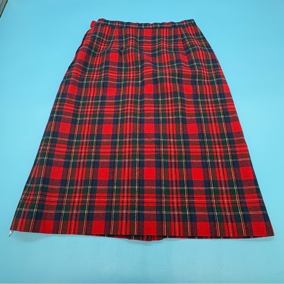 Pendleton Vintage 1970’s Red and Blue Plaid Virgin Wool Skirt Lined Size Small - Picture 1 of 14